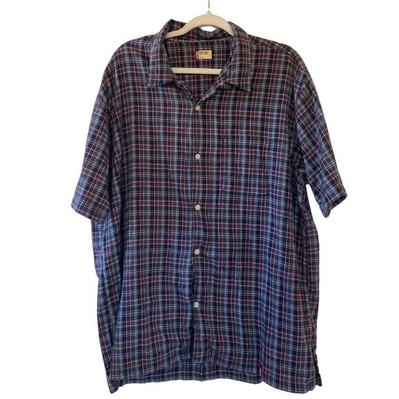 Men’s Levi’s Red Tab Short Sleeve Plaid Shirt Size XXL Blue - Picture 1 of 4